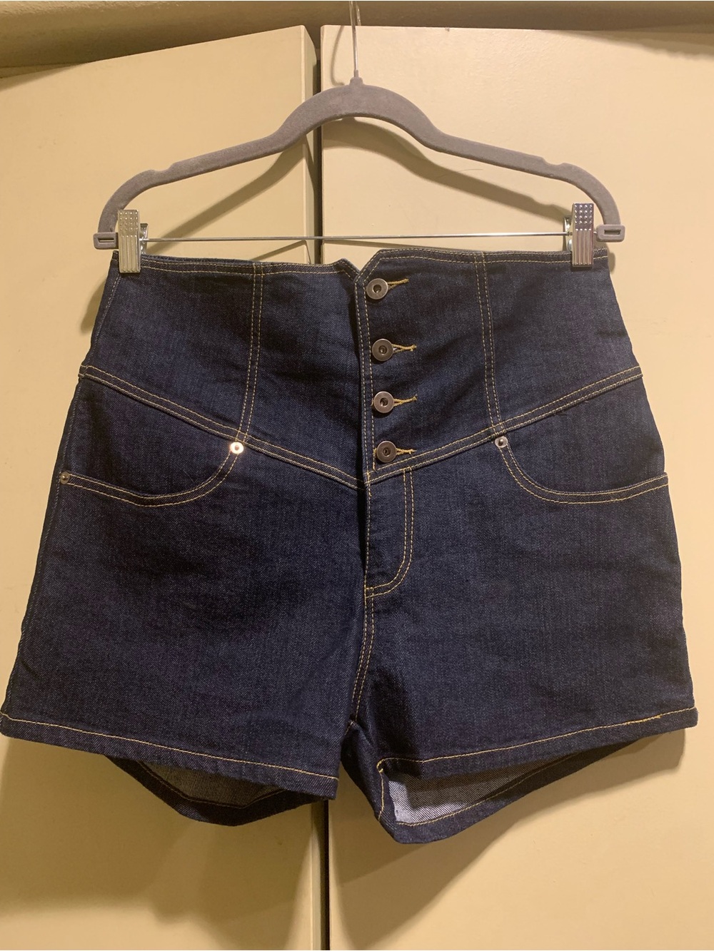 Kustomville High-Rise Dark Blue Denim Shorts